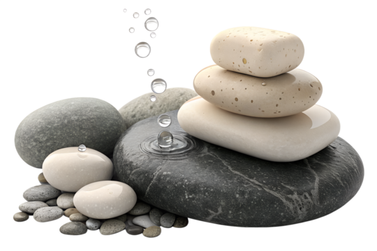 Serene Stacked Stones with Water Droplets Zen Garden Relaxation