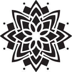Elegant Floral Ornament Black and White Geometric Design for Decoration
