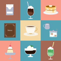 昭和レトロな純喫茶風素材のパネルイラスト
