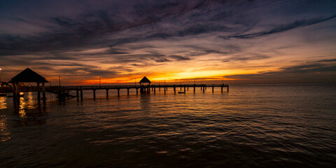 Fototapeta premium Sunsets, Jetties Piers and Beaches in Thailand