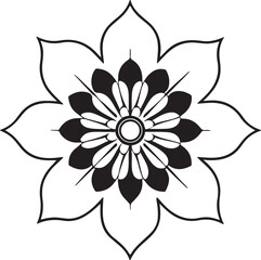 Ornate Floral Design with Eight Petals and Central Geometric Patterning