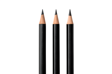 Three Sharpened Black Pencils on White Background A Close-Up Studio Shot