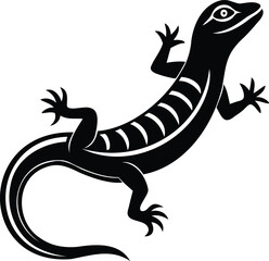 Simple black lizard with decorative elements on a white background image