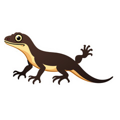 Obraz premium Cartoon lizard sticker on black background, white outline, digital art illustration