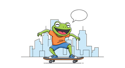 Anthro Frog Skateboarding in the City A Joyful Leap on Wheels Adventure