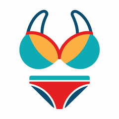 Modern beach bikini icon vector perfect for summer branding, swimwear designs, logos, and digital microstock graphic projects.