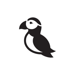 Charming Puffin Vector Silhouette Design – Bold Marine Bird Illustration with Upright Pose and Rounded Body, Ideal for Ocean Themes, Educational Prints, and Wildlife-Inspired Branding

