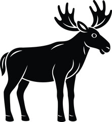 Elegant black silhouette of a moose with impressive antlers standing proudly