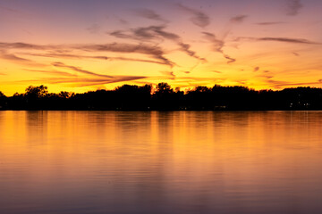 vibrant and calm sunset on the water