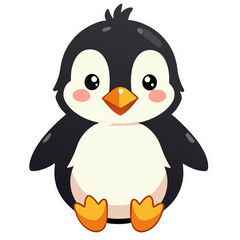 Obraz premium Adorable Cartoon Penguin Illustration with a Charming Smile and Cute Design on Black Background