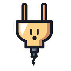 Obraz premium An illustration of an electrical plug and socket with a bold outline and black background