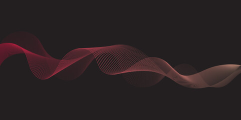 Modern multicolor gradient flowing wave lines. Parallel lines of vibrant color. Stylized line art background. curving and wavy gradient lines against a black background.