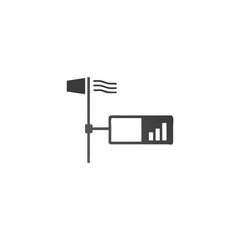 Wind Data Logger Icon Data Box with Wind Graph Display Vector Silhouette Flat Icon Design