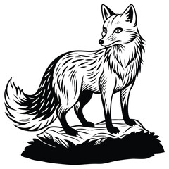 Fototapeta premium Majestic Fox Illustration Elegant Line Art of a Wild Animal