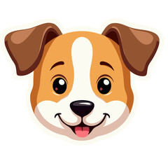 Fototapeta premium Cute cartoon dog head with a happy expression and a black background for use
