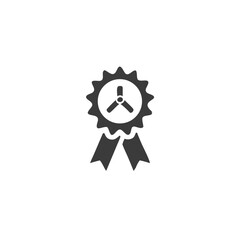 Wind Energy Awareness Badge Icon Ribbon Icon with Wind Blade Symbol Vector Silhouette Flat Icon Design