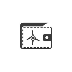 Wind Power Savings Icon Wallet Icon with Wind Turbine Symbol Vector Silhouette Flat Icon Design