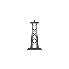 Wind Tower Simple Tall Tower Icon with Rotating Blade Vector Silhouette Flat Icon Design