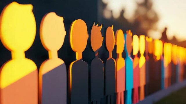 Colorful silhouettes of people against a sunset backdrop, symbolizing diversity and unity