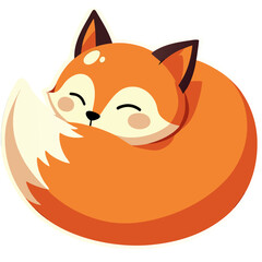 Obraz premium Adorable Cartoon Fox Sleeping Peacefully: A Cute Illustration on Black Background