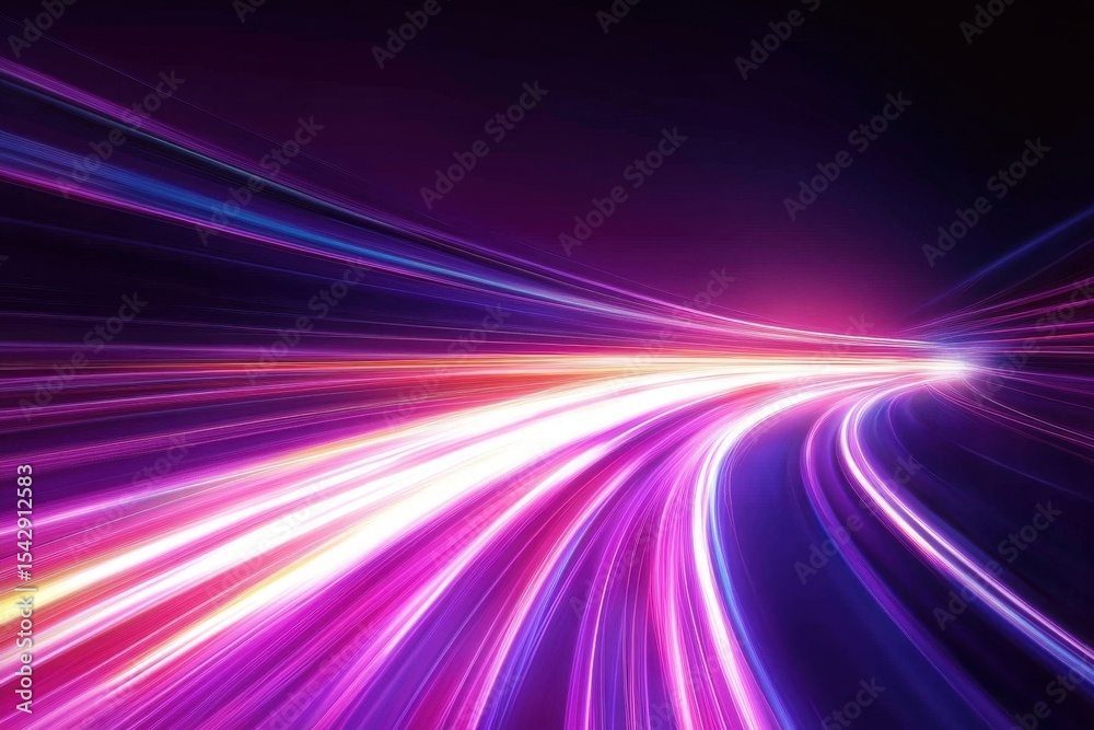 Aufkleber colorful light trails create dynamic patterns against a purple background in a vibrant display of en
