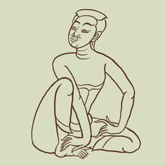 human in Thai art posing vector for illustration card decoration