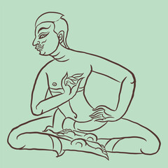 a man in Thai art posing vector for illustration card decoration