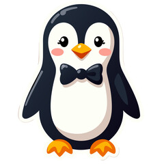 Obraz premium Cute penguin illustration with a bow tie, perfect for children's designs and stickers