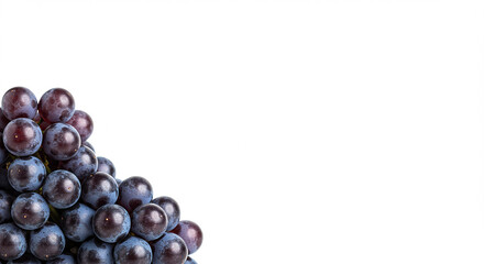 Fresh Black Grapes on White Background – Juicy Organic Dark Fruit Cluster