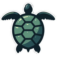 Fototapeta premium Illustration of a stylized sea turtle with a dark green and black color scheme
