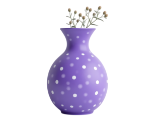 Purple Polka Dot Vase with Delicate Floral Arrangement