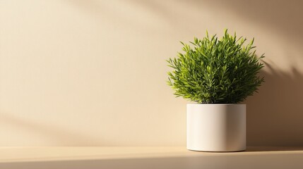 Minimalist Indoor Plant in White Pot on Neutral Background for Modern Home Decor and Stylish Interior Design