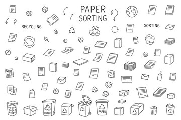 Waste and recycling line icons set. Waste recycling. Garbage disposal. Line icon collection.