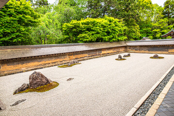View at the Ryoanji-Goryonoshitacho Zen garden in the streets of Kyoto - Japan