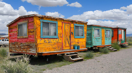 Obraz premium Wooden Navajo Trailers. The life of Native Americans on the reservation