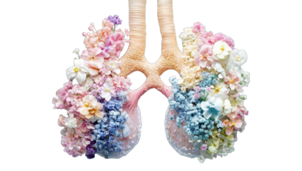 Floral lungs, vibrant blooms adorn respiratory system