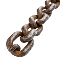 Obraz premium Heavy duty industrial chain against a white background showcasing strength and durability for various applications, Heavyduty Industrial Chain, white background