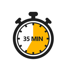 35 Minute Timer Icon in a Modern Flat Style. A Clock, Stopwatch, or Chronometer Displaying a Thirty Five Minute Mark. Ideal for Cooking Duration or Countdown Display