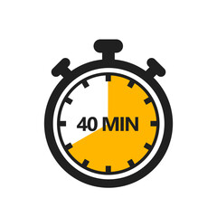 40 Minute Timer Icon in a Modern Flat Style. A Clock, Stopwatch, or Chronometer Displaying a Forty Minute Mark. Ideal for Cooking Duration or Countdown Display
