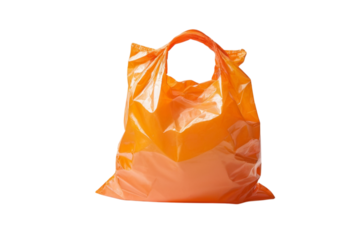 Orange plastic bag catches light