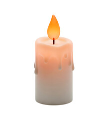 Candle with flickering flame minimalist 3D rendering in a soft and smooth renderer