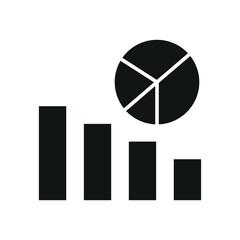 Pie chart in solid black design creates a strong and simple report icon.