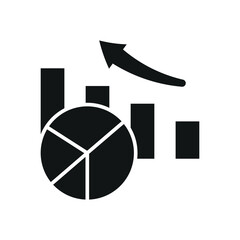 Pie chart in solid black design creates a strong and simple report icon.