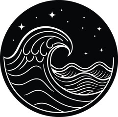 Glow In The Dark Neon Wave Outline