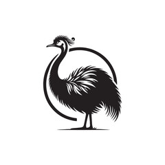 Elegant Rhea Vector Silhouette Illustration – Bold Ostrich-Like Bird with Graceful Stance, Minimalist Design Ideal for Grassland Themes, Animal Graphics, Educational Prints, and Rustic Artwork