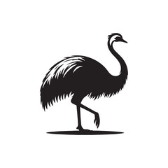 Majestic Rhea Silhouette Vector Art – Tall Flightless Bird Design with Long Legs and Neck, Minimal Black Outline Perfect for South American Wildlife, Nature Logos, and Decor

