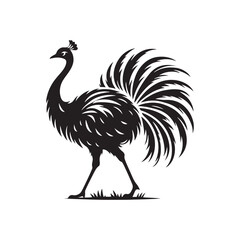 Majestic Rhea Silhouette Vector Art – Tall Flightless Bird Design with Long Legs and Neck, Minimal Black Outline Perfect for South American Wildlife, Nature Logos, and Decor

