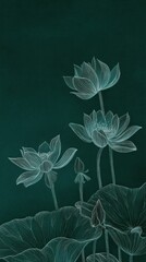 Delicate Lotus Blossoms in Teal Hues