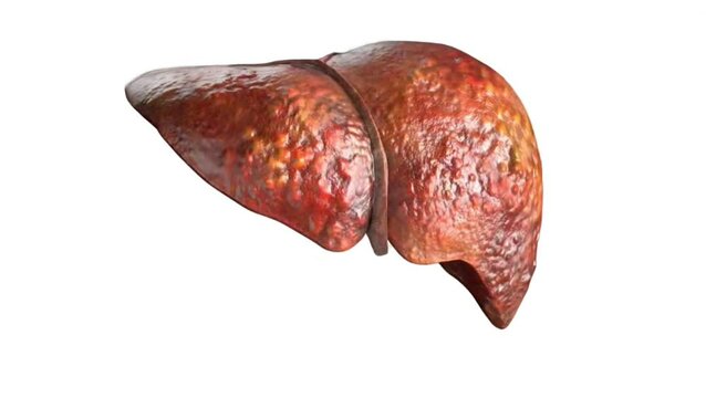 animation of human liver organ rotating isolated in white