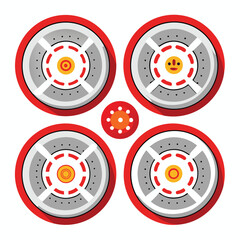  Six smoke detector set isolated on white background